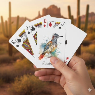 Wüstengeist, Roadrunner im Wasserfarben-Design, in Spielkarten