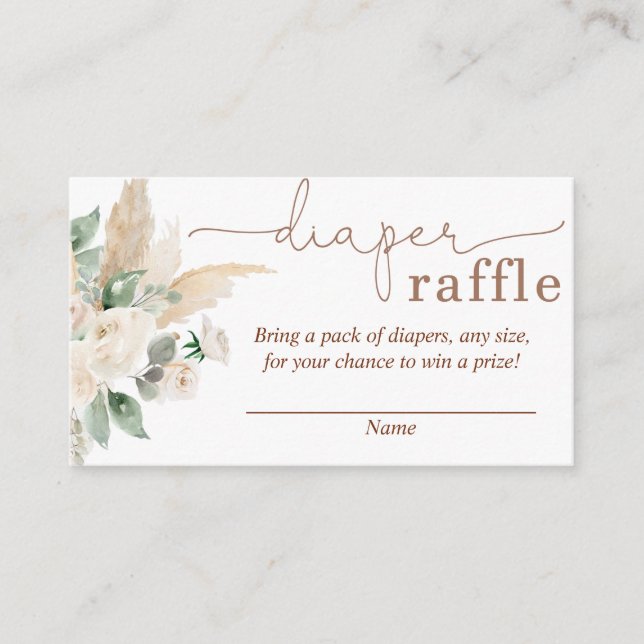 Wüstengrüne Pampas Grass Diaper Raffle Card Begleitkarte (Vorderseite)