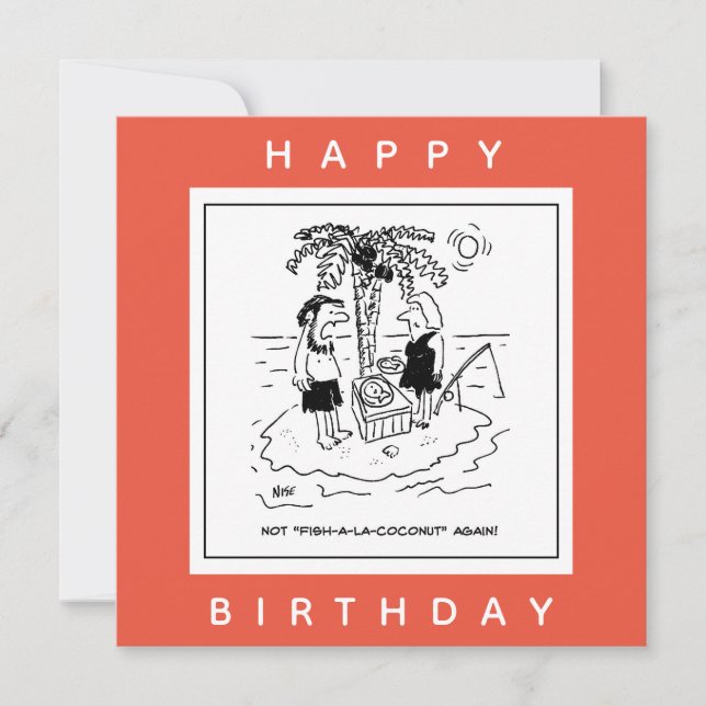 Wüsteninsel Fisch & Coconut Menu Cartoon Karte (Vorderseite)