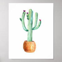 Wüstenkaktus Aquarell zeichnend Poster