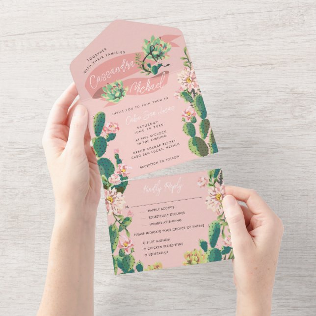 Wüstenkaktus Bloom All in One Wedite Einladung (Abreißen)