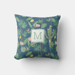 Wüstenkaktus, Blume, Palmenbaume Monogram Custom Kissen