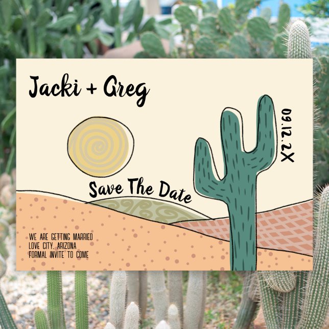 Wüstenkaktus Save the Date Hochzeit des Mitteljahr Einladung (Von Creator hochgeladen)
