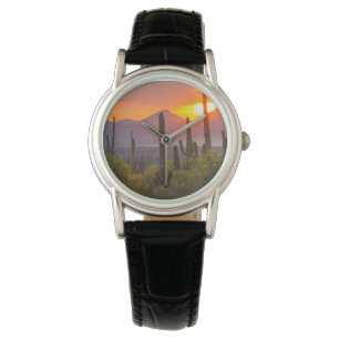 Wüstenkaktus Sonnenuntergang, Arizona Armbanduhr