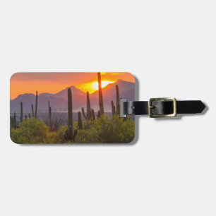 Wüstenkaktus Sonnenuntergang, Arizona Gepäckanhänger