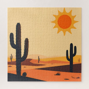 Wüstenkaktus-Sonnenuntergangs-Silhouette 