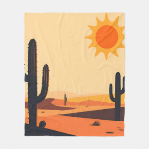 Wüstenkaktus-Sonnenuntergangs-Silhouette Fleecedecke