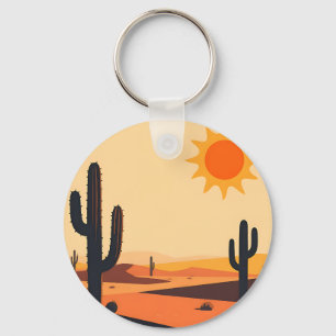 Wüstenkaktus-Sonnenuntergangs-Silhouette  Schlüsselanhänger