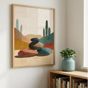 Wüstenkaktus-Steinwandkunst für Wohnzimmerdekorati Poster