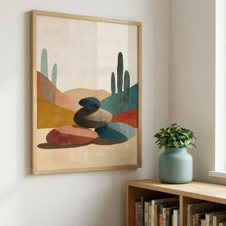 Wüstenkaktus-Steinwandkunst für Wohnzimmerdekorati Poster