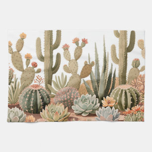 Wüstenkaktus Sukkulenten Garten Aquarell Geschirrtuch