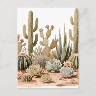 Wüstenkaktus Sukkulenten Garten Aquarell Postkarte