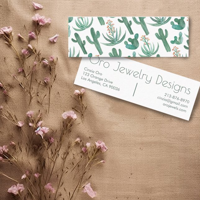 Wüstenkaktus & Sukkulents Chic Watercolor-Muster Mini Visitenkarte (Von Creator hochgeladen)
