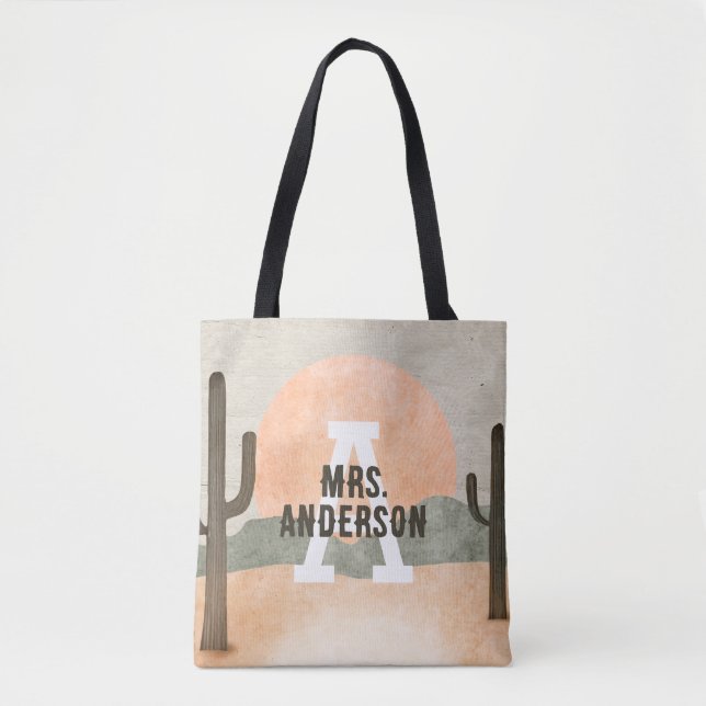 Wüstenkaktus Sun Personalisiert erster Nachname Tasche (Vorderseite)
