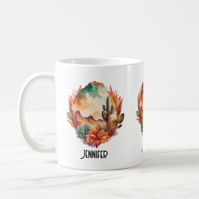 Wüstenkaktus und Gebirge Kaffeetasse (Links)