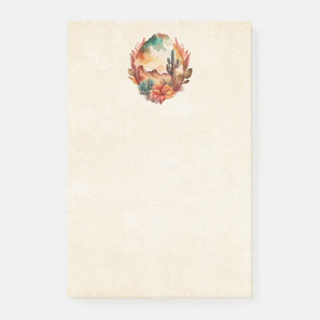 Wüstenkaktus und Gebirge Post-it Klebezettel (Vorderseite)