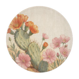 Wüstenkaktusblüte Orange Rosa Wildblumen Schneidebrett