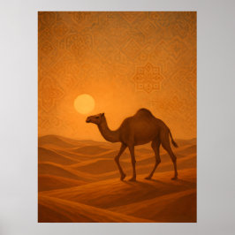 Wüstenkamel-Sonnenuntergangsplakat aus Marokko Poster