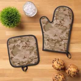 Wüstenkampfmuster, militärisches Muster, Armee Ofenhandschuh & Topflappen-Set