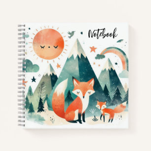 Wüstenknuddler – Fuchs und Jungtier beim Sonnenunt Notizbuch