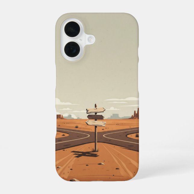 Wüstenkreuzung iPhone 16 Hülle (Rückseite)