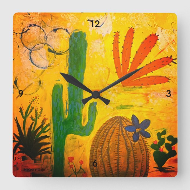 Wüstenkunst der Wall-Uhr Quadratische Wanduhr (Vorderseite)