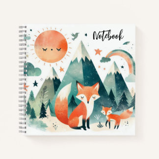 Wüstenkuscheln – Fuchs und Jungtier beim Sonnenunt Notizbuch