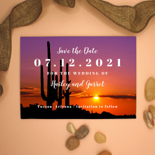 Wüstenlandschaft bei Sonnenuntergang Save-the-Date RSVP Karte