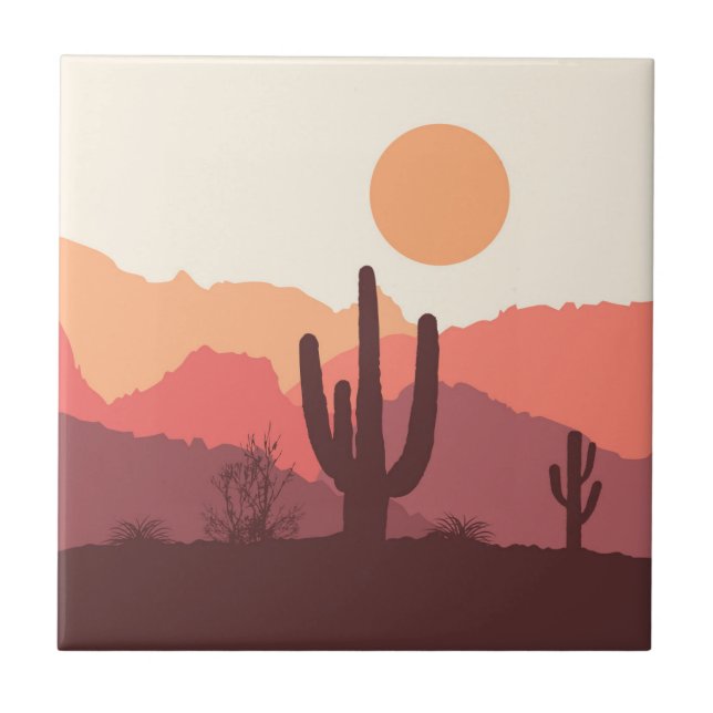Wüstenlandschaft in Mexiko Fliese (Vorderseite)