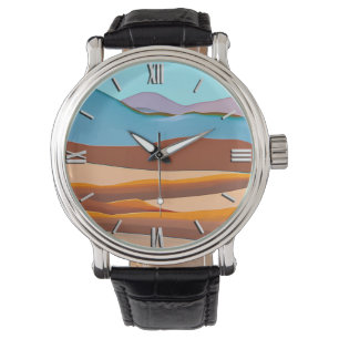 Wüstenlandschaft in Rust Orange und Aqua Armbanduhr