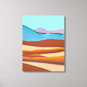 Wüstenlandschaft in Rust Orange und Aqua Leinwanddruck