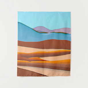Wüstenlandschaft in Rust Orange und Aqua Wandteppich