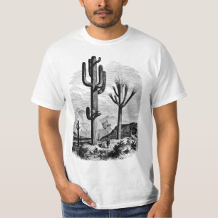 Wüstenlandschaft Kaktus Vintage Tintenkunst Zeichn T-Shirt