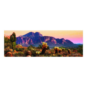 Wüstenlandschaft Lila Superstition Mountain Sonnen Fotodruck