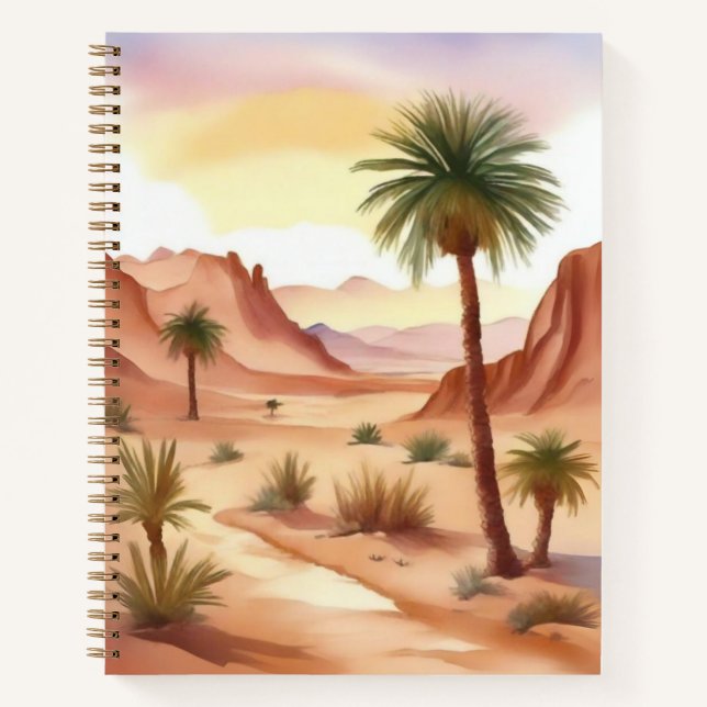 Wüstenlandschaft mit Date Palms Journal Notizbuch (Vorderseite)