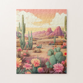 Wüstenlandschaft mit Kakteen und Blume