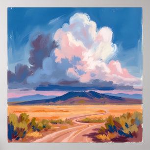Wüstenlandschaft mit lebendigem Himmel Wandkunst Poster
