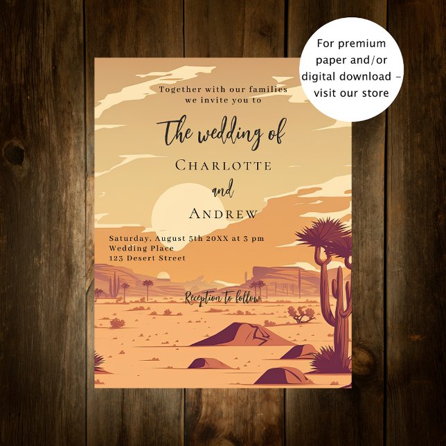 Wüstenlandschaft Retro Budget Hochzeitseinladung Flyer (Von Creator hochgeladen)