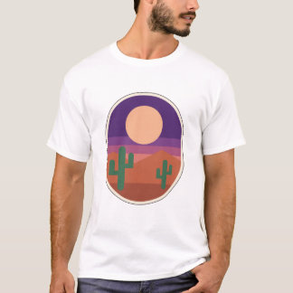 Wüstenmond Retro Kaktus Südwest Landschaft T-Shirt