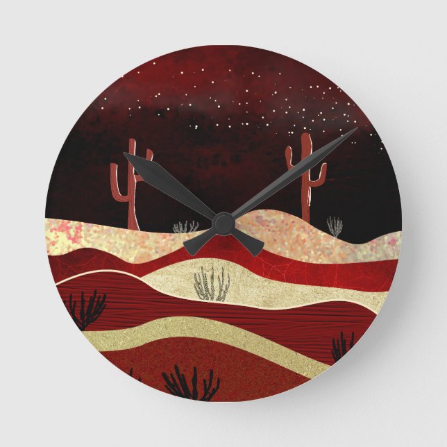 Wüstennacht Runde Wanduhr (Vorderseite)