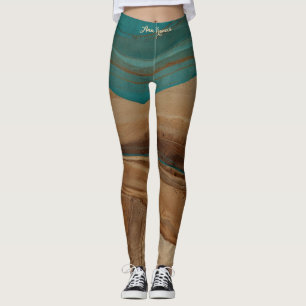 Wüstenoase Erdfluss Türkis Braun Moderne Leggings