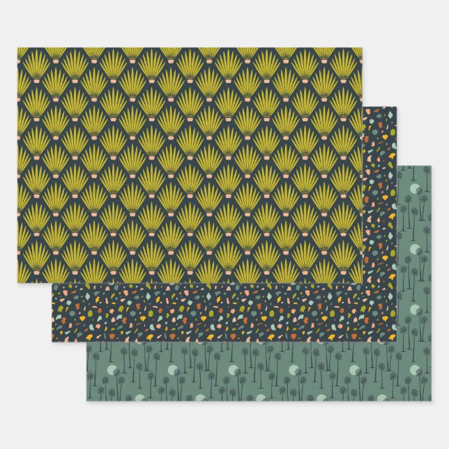 Wüstenpalme Botanicals, Palmen und Terrazzo Geschenkpapier Set (Set)