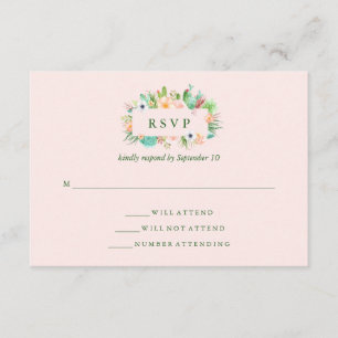 Wüstenrosa Sukkulente Hochzeit RSVP Karte