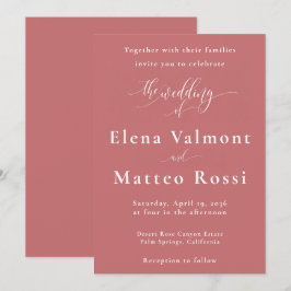 Wüstenrose Pink - Romantische Minimalistische Hoch Einladung