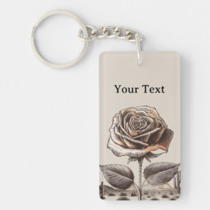Wüstenrose, Vintage Botanische Blume Schlüsselanhänger