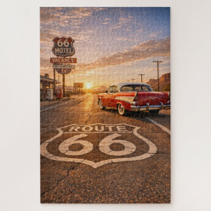 Wüstenroute Sonnenuntergang Autobahn Route 66 Schi