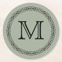 Wüstensäge Gray Green Trendy Solid Color Monogram