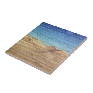Wüstensanddünen Schöner blauer Himmel Auf Holzmase Fliese