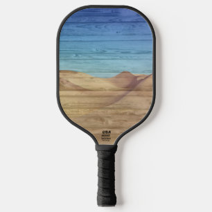 Wüstensanddünen Schöner blauer Himmel Auf Holzmase Pickleball Schläger
