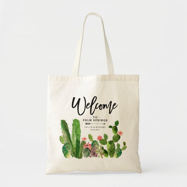 Wüstensukkulente Kakteen Wedding Welcome Bag Tragetasche (Vorne)